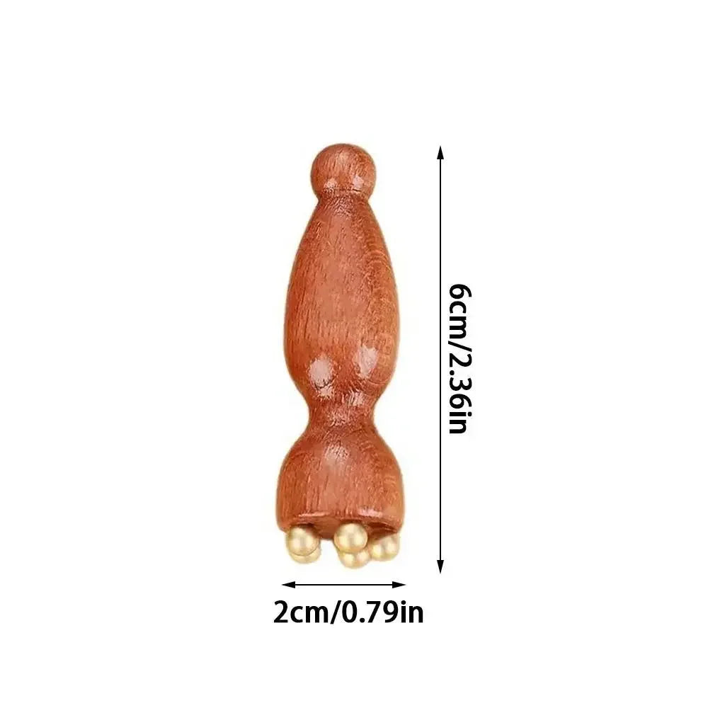 Contour Brush,Lymphatic Contour Facial Brush&Brass Lotus Eye Massage Stick Sandalwood Face Eye Meridian Acupressure Massage Tool