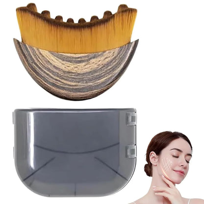 Contour Brush,Lymphatic Contour Facial Brush&Brass Lotus Eye Massage Stick Sandalwood Face Eye Meridian Acupressure Massage Tool